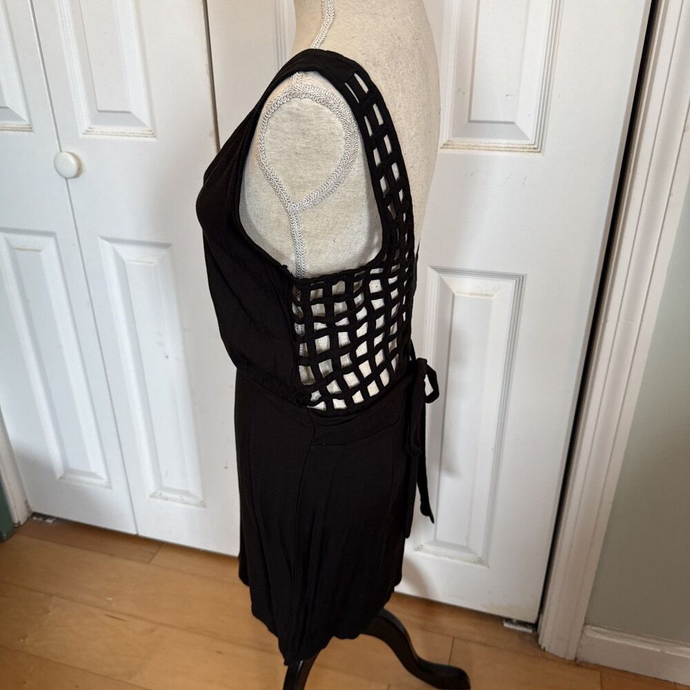 BLACK GOTH Poof Apparel Black STRAPPY Dress Size L Juniors